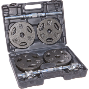 IronMan 40lb Cast Iron Adjustable Dumbbell Set with Carry Case