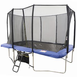 8x12ft Rectangular Trampoline with Safety Enclosure Grey – Free Ladder & Shoe Tidy