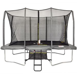 7x10ft Rectangular Trampoline with Safety Enclosure Grey - Free Ladder & Shoe Tidy