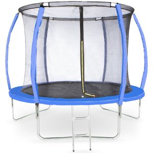 Amigo 8ft Trampoline with Enclosure Free Shoe Tidy & Ladder – Blue