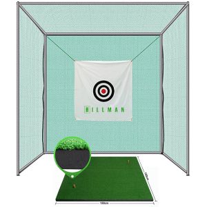 Hillman PGM 3m Semi-Commercial Golf Practice Cage and 1.5m Deluxe Practice Mat Package